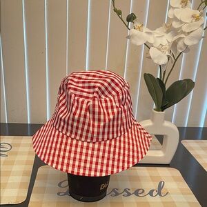 Fashion Nova Black and Red Gingham Hat
